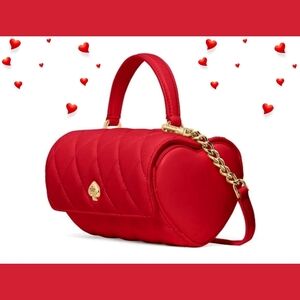 Kate Spade Heart Barrel Quilted Crossbody, Ruby Red NWT